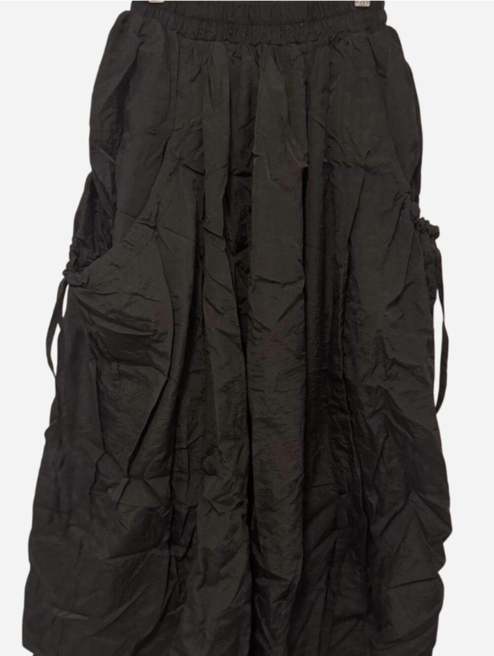 Black Maxi Skirt with Drawstring Pockets